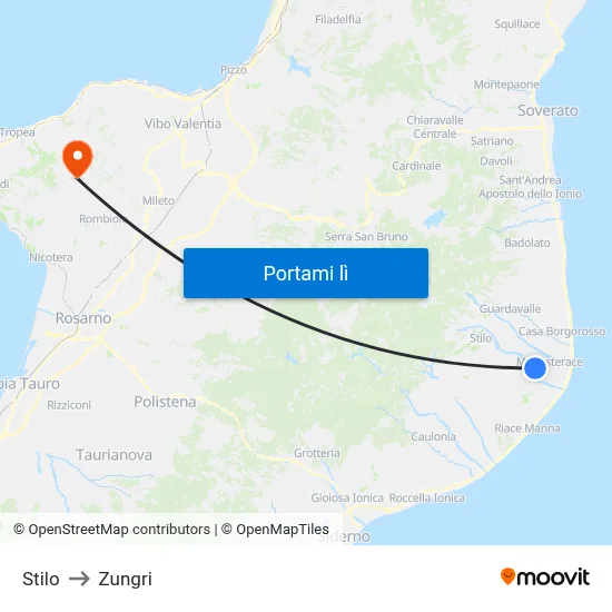 Stilo to Zungri map