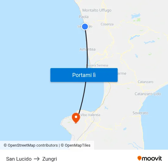 San Lucido to Zungri map