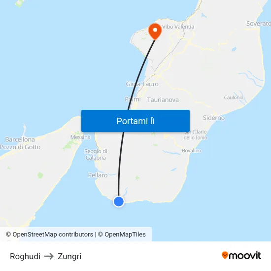 Roghudi to Zungri map