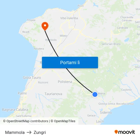 Mammola to Zungri map