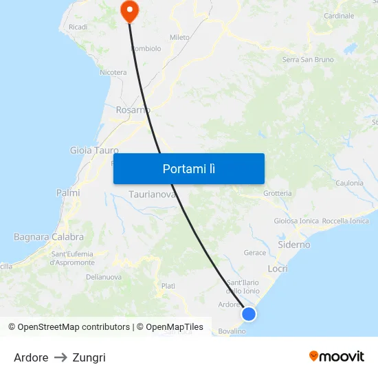 Ardore to Zungri map