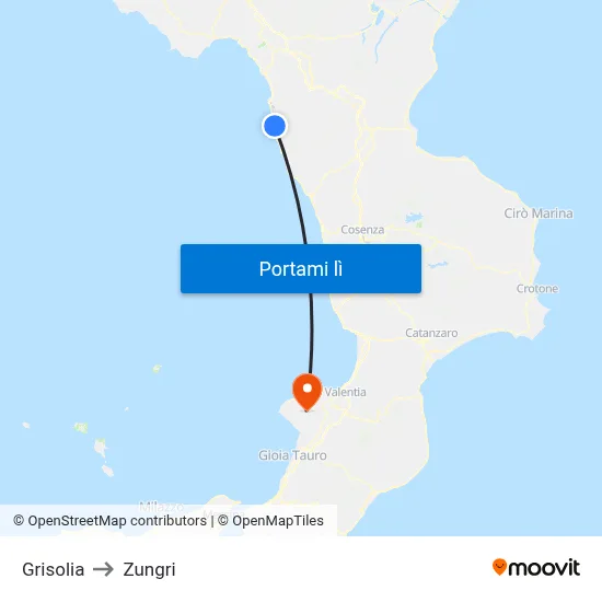 Grisolia to Zungri map