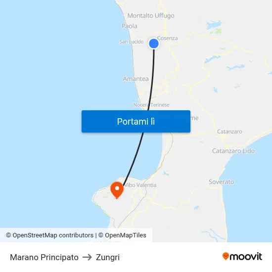 Marano Principato to Zungri map