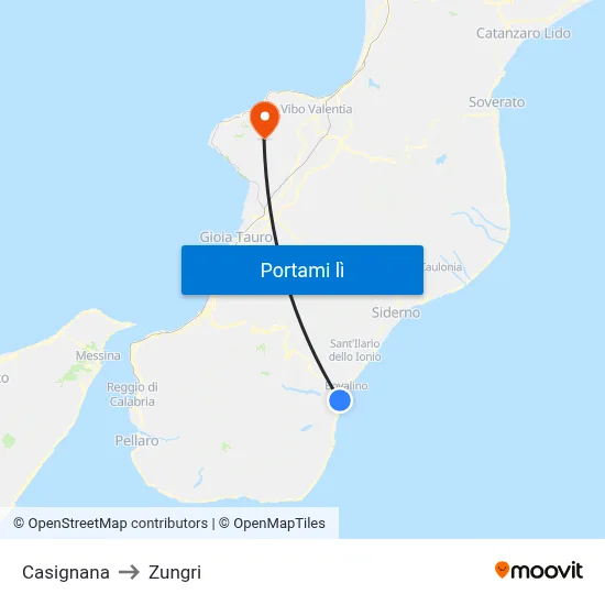 Casignana to Zungri map