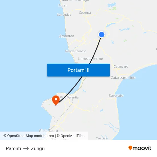 Parenti to Zungri map