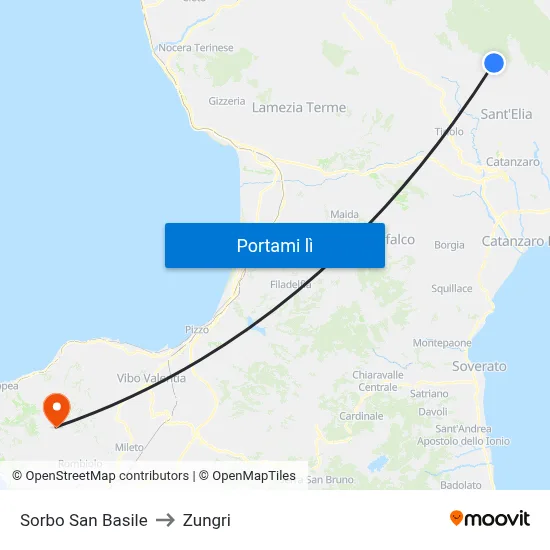 Sorbo San Basile to Zungri map