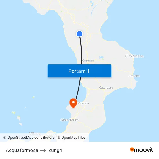 Acquaformosa to Zungri map