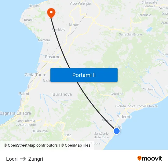 Locri to Zungri map
