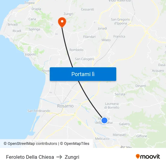 Feroleto Della Chiesa to Zungri map