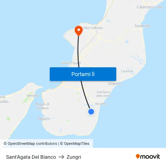Sant'Agata Del Bianco to Zungri map