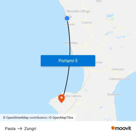 Paola to Zungri map