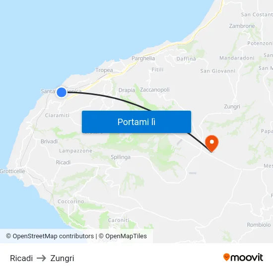 Ricadi to Zungri map