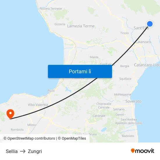 Sellia to Zungri map