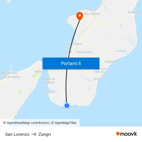San Lorenzo to Zungri map