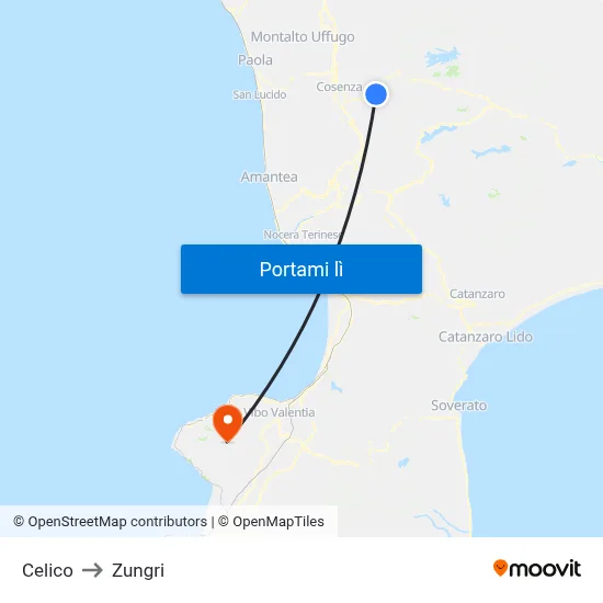 Celico to Zungri map