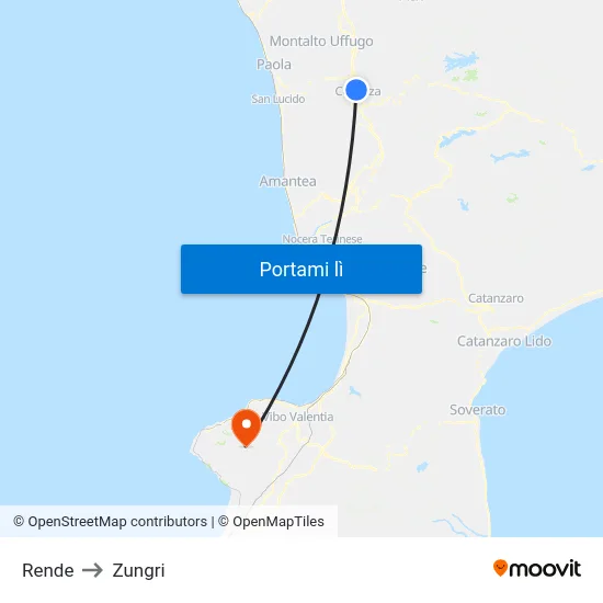 Rende to Zungri map