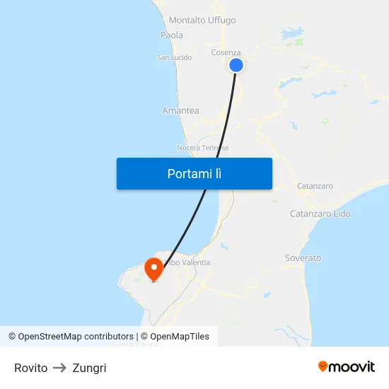 Rovito to Zungri map