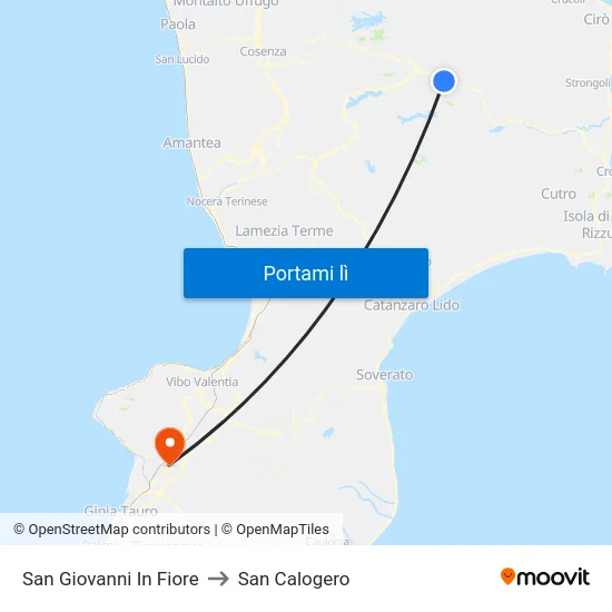 San Giovanni In Fiore to San Calogero map