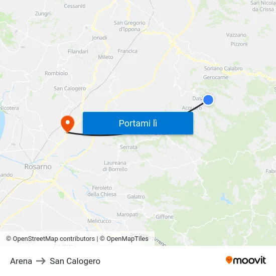 Arena to San Calogero map