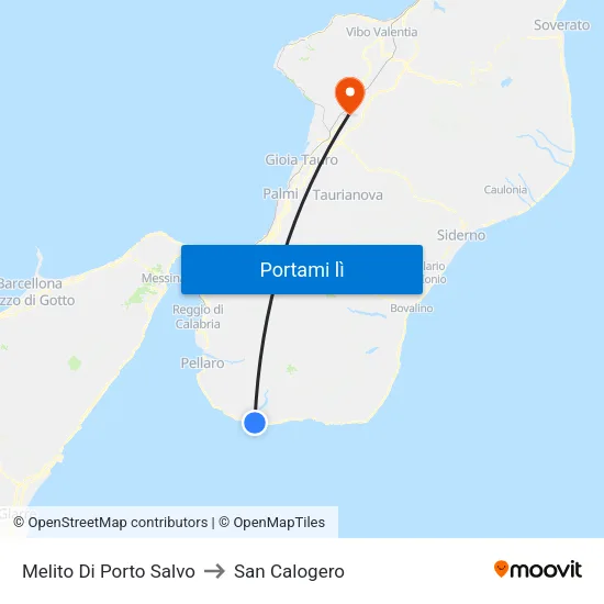 Melito Di Porto Salvo to San Calogero map