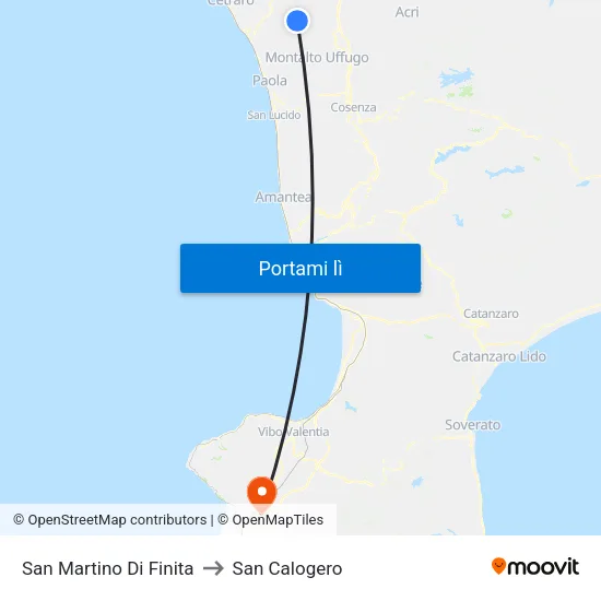 San Martino Di Finita to San Calogero map