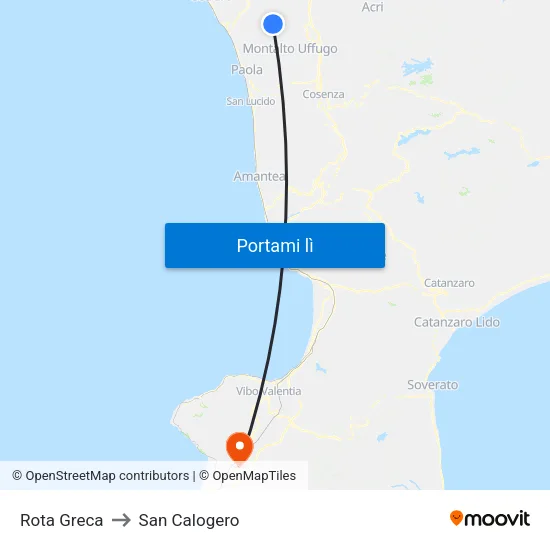 Rota Greca to San Calogero map