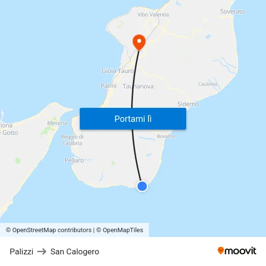 Palizzi to San Calogero map