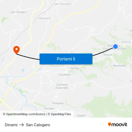 Dinami to San Calogero map