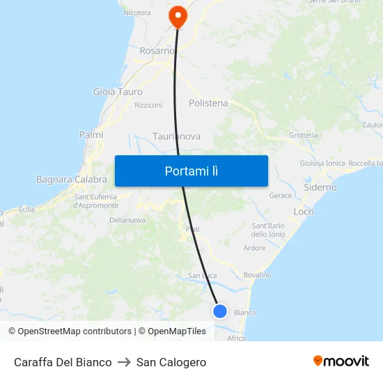 Caraffa Del Bianco to San Calogero map