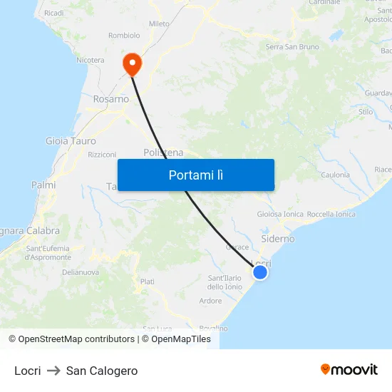 Locri to San Calogero map