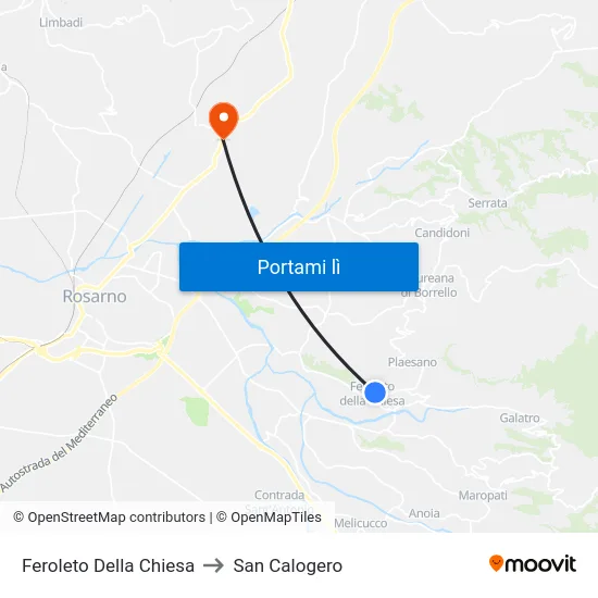 Feroleto Della Chiesa to San Calogero map
