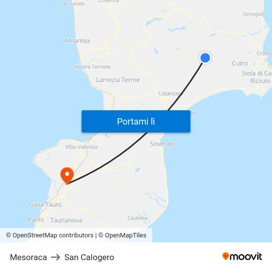 Mesoraca to San Calogero map