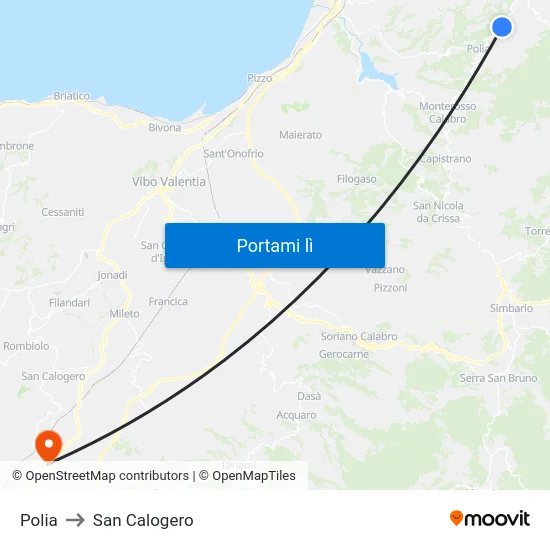 Polia to San Calogero map
