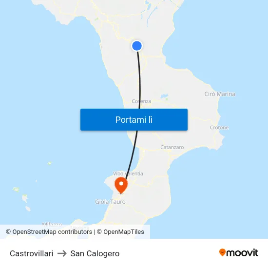 Castrovillari to San Calogero map