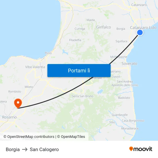 Borgia to San Calogero map