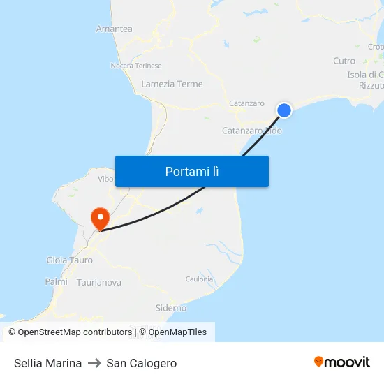 Sellia Marina to San Calogero map