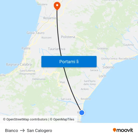 Bianco to San Calogero map
