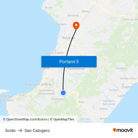 Scido to San Calogero map