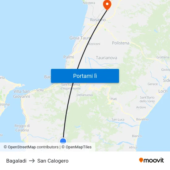 Bagaladi to San Calogero map