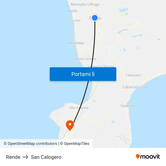 Rende to San Calogero map