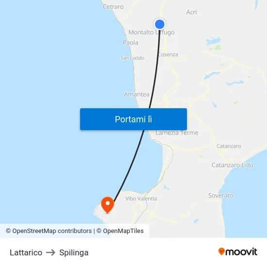 Lattarico to Spilinga map