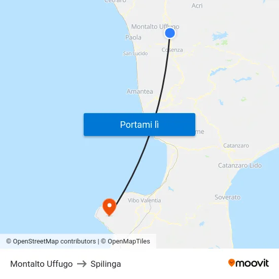 Montalto Uffugo to Spilinga map