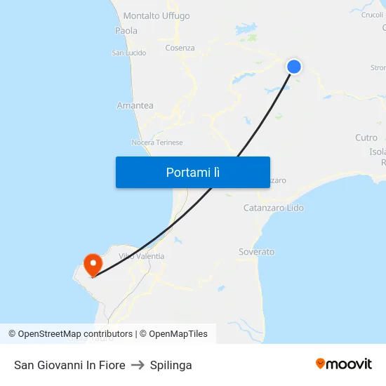 San Giovanni In Fiore to Spilinga map