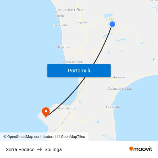 Serra Pedace to Spilinga map