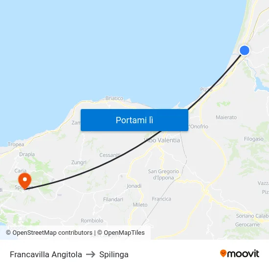 Francavilla Angitola to Spilinga map