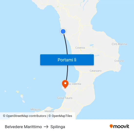 Belvedere Marittimo to Spilinga map