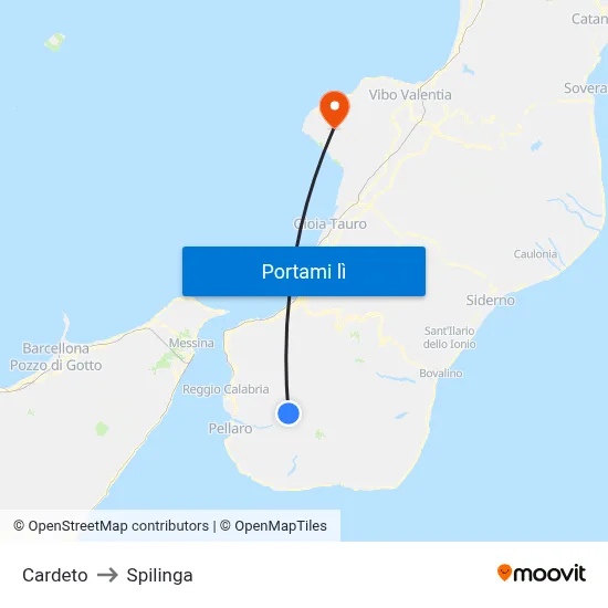Cardeto to Spilinga map