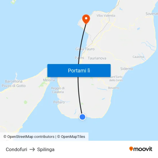Condofuri to Spilinga map