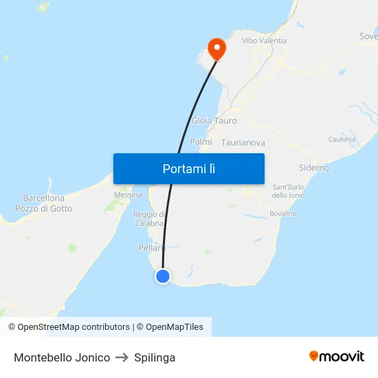 Montebello Jonico to Spilinga map