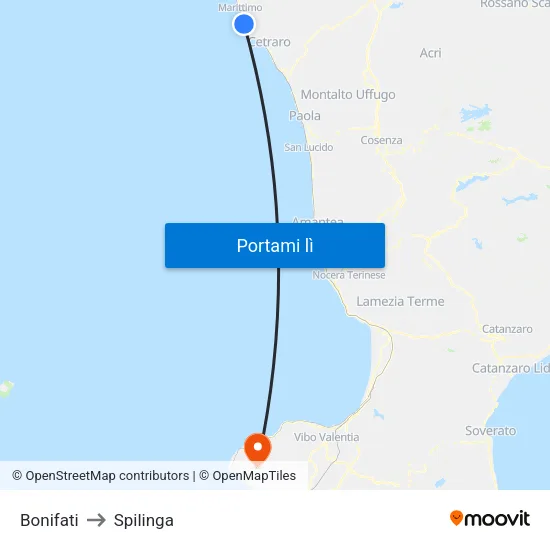 Bonifati to Spilinga map